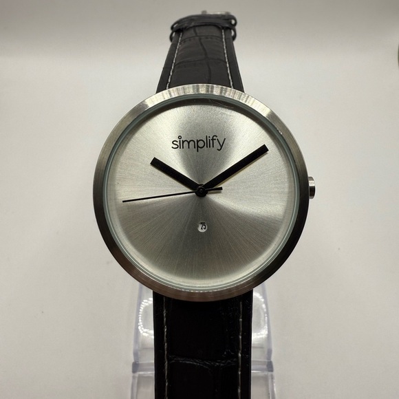 Simplify Other - Simplify Black Band Unisex 1000 Series Silver Steel Case Watch (New Battery)